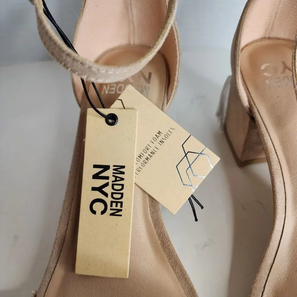 NIB Madden NYC Women's SIZE 9 Blush Illie City Rhinestone Bling Strappy Sandals